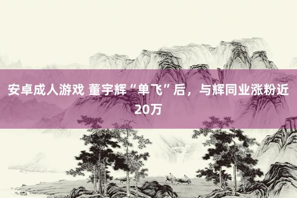 安卓成人游戏 董宇辉“单飞”后，与辉同业涨粉近20万
